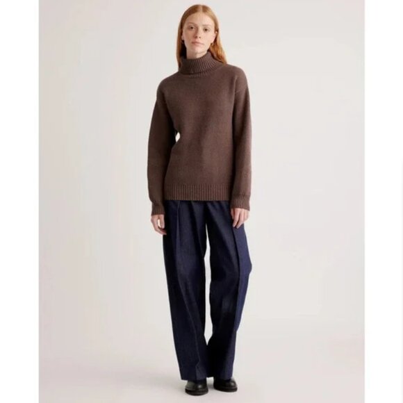 SOLD Quince 100% Organic Cotton Turtleneck Sweater Heather Brown S SOLD OUT NEW - Picture 3 of 14